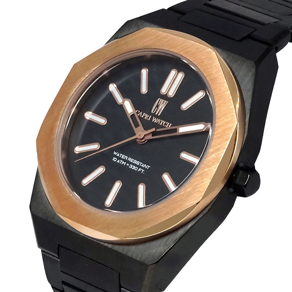 Capri Watch – Orologio Contemporary 40 All Black Rosè Bezel (Ref. 6065)