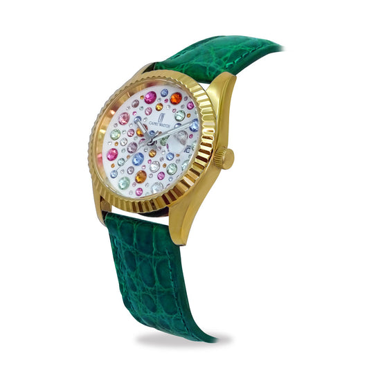 Capri Watch – Orologio Eternity 36 Gold Multijoy Crocodile Green (Ref. 6104-50)
