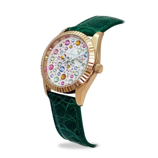 Capri Watch – Orologio Eternity 36 Rose’ Multijoy Crocodile Green (Ref. 6100-50)