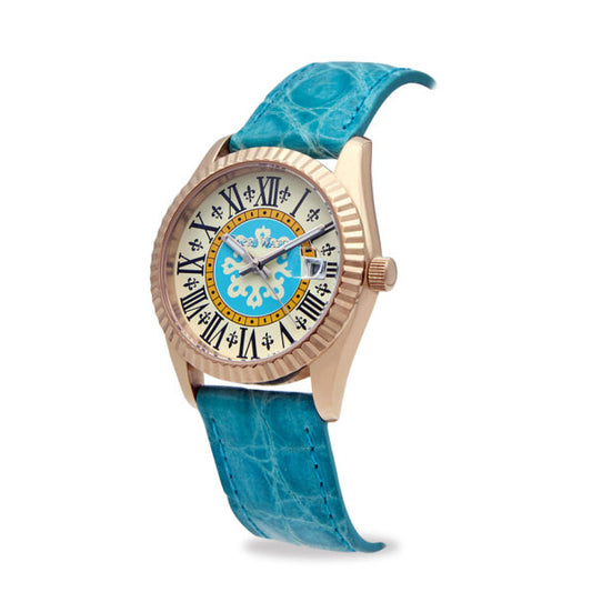 Capri Watch - Orologio Eternity First 36 Rose’ Blue Light Crocodile
