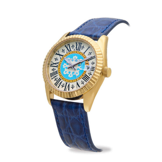 Capri Watch - Orologio Eternity First 36 Gold-Blue Navy Crocodile