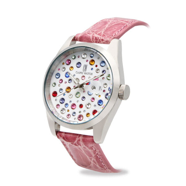 Capri Watch - Orologio Glamour 40 Multijoy Crocodile Pink