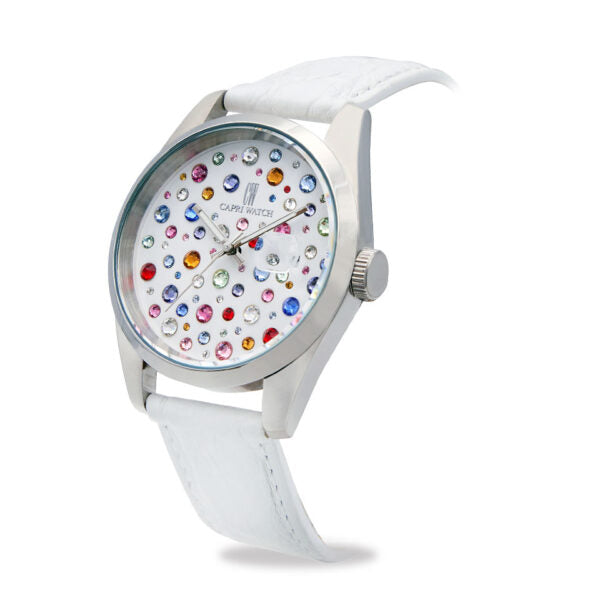 Capri Watch - Orologio Glamour 40 Multijoy Crocodile White