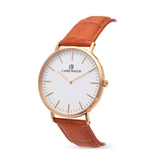 Capri Watch - Orologio Minimal Rosè 40 White-Orange