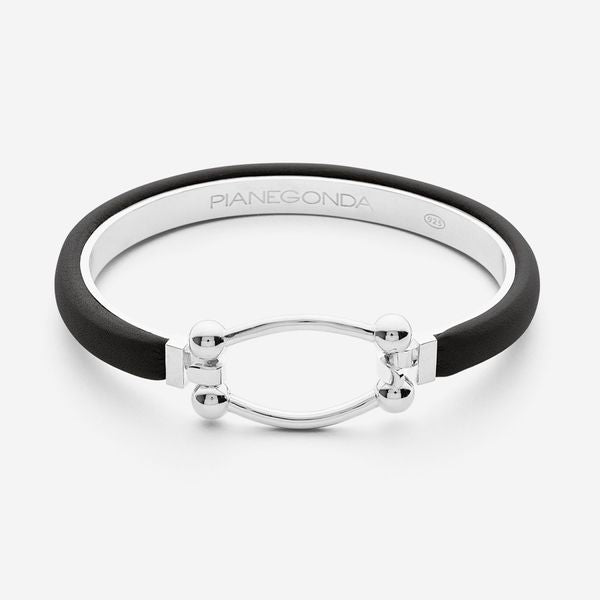 Pianegonda – Bracciale Rigido in Pelle Blu Navy e Argento 925 (Ref. PSOB17)