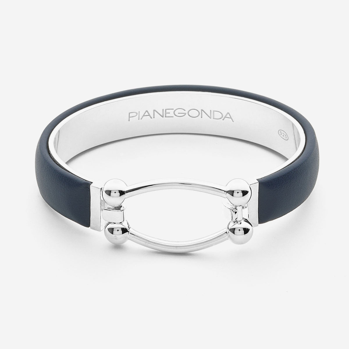Bracciale rigido Pianegonda Assoluto in pelle blu e argento 925 - PSOB22