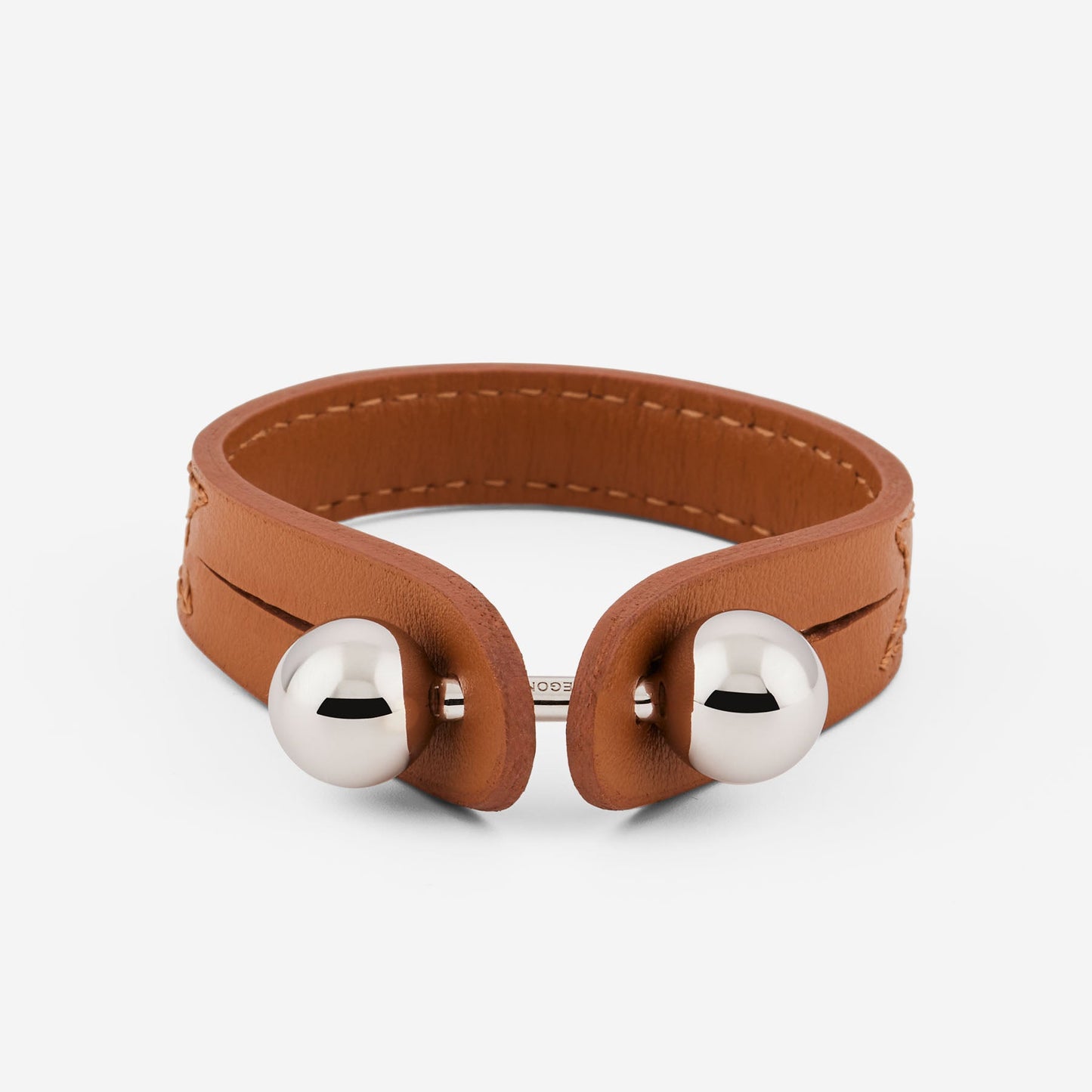 Bracciale Pianegonda Assoluto in pelle marrone con chiusura a due sfere in argento 925 - PSOB40