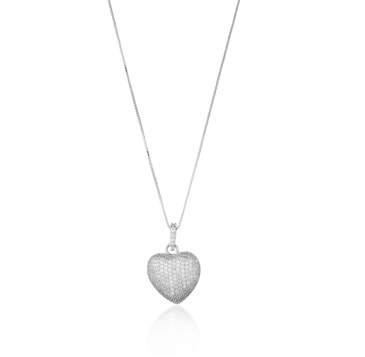 Collana con Ciondolo Cuore Pavé in Argento 925 con Zirconi Swarovski – 2 cm
