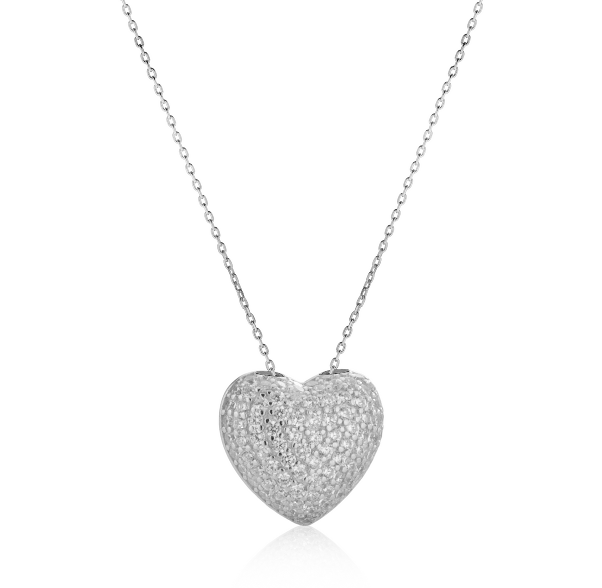 Collana Cuore Pavé in Argento 925 con Zirconi Swarovski – 2,6 cm