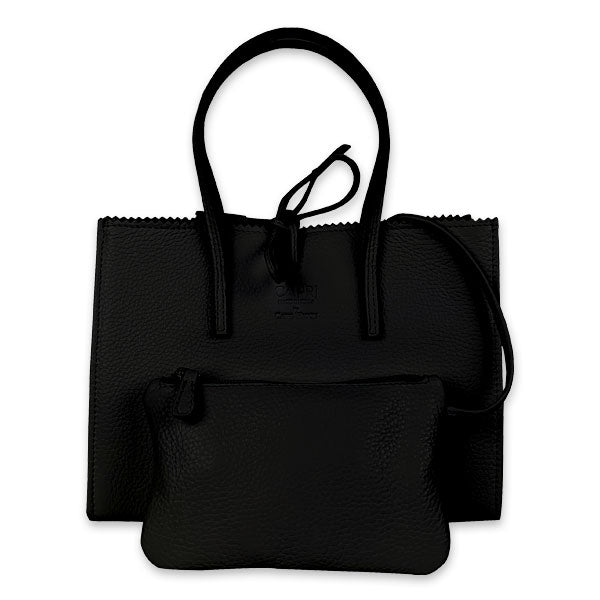 CAPRI WATCH - Borsa "Alba" Black realizzata in pelle “pieno fiore” di vitello con stampa "Alce”, interno in pelle scamosciata, con borsello e tracolla in pelle - Art. 5776 01