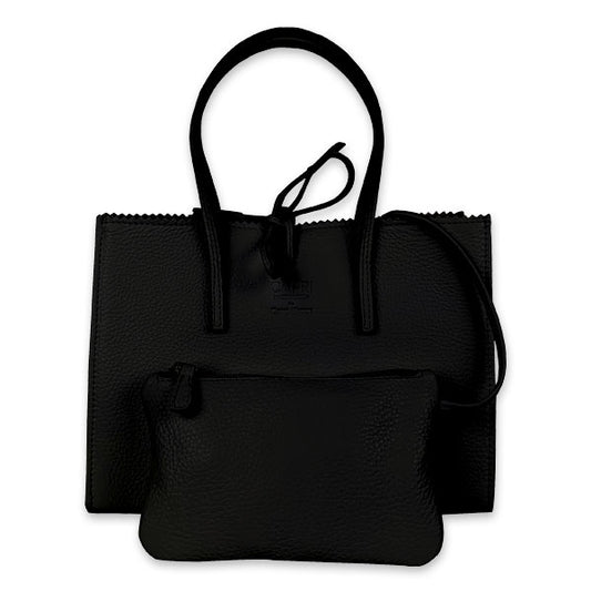 CAPRI WATCH - Borsa "Alba" Black realizzata in pelle “pieno fiore” di vitello con stampa "Alce”, interno in pelle scamosciata, con borsello e tracolla in pelle - Art. 5776 01