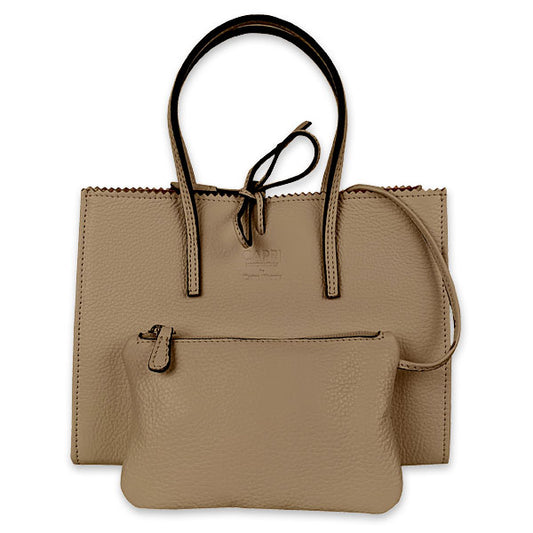 CAPRI WATCH - Borsa "Alba" Beige, realizzata in pelle “pieno fiore” di vitello con stampa "Alce”, interno in pelle scamosciata, borsello e tracolla in pelle - Art. 5776 05