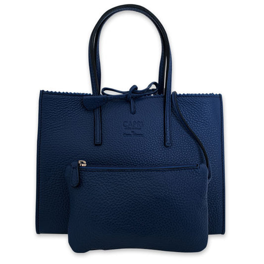 CAPRI WATCH - Borsa "Alba" Blue Royal realizzata in pelle “pieno fiore” di vitello con stampa "Alce”, interno in pelle scamosciata, con borsello e tracolla in pelle - Art. 5776 41