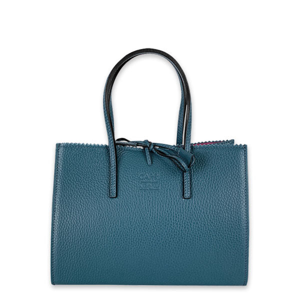 CAPRI WATCH - Borsa "Alba" Blue Light realizzata in pelle “pieno fiore” di vitello con stampa "Alce”, interno in pelle scamosciata, borsello e tracolla in pelle - Art. 5776 42