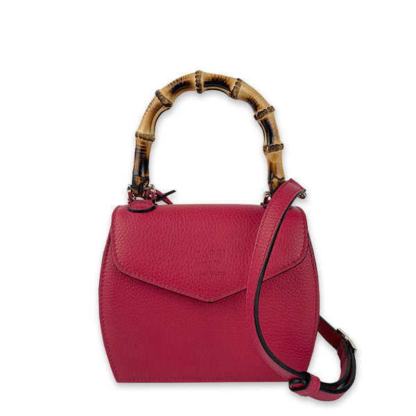 CAPRI WATCH - Borsa "Rossella" Fucsia realizzata in pelle “pieno fiore” di vitello con “stampa Alce”, foderata internamente in pelle scamosciata, con manico in bambù e tracolla - Art. 5778 31