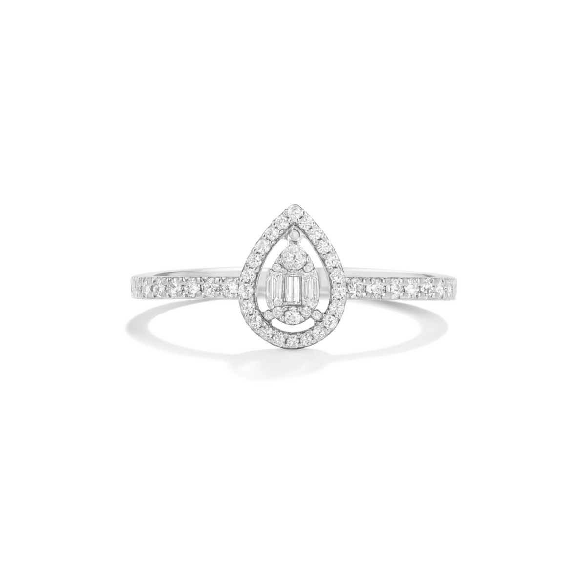 Anello Goccia con Contorno Pavé con Zirconi Swarovski in Argento 925, Regolabile