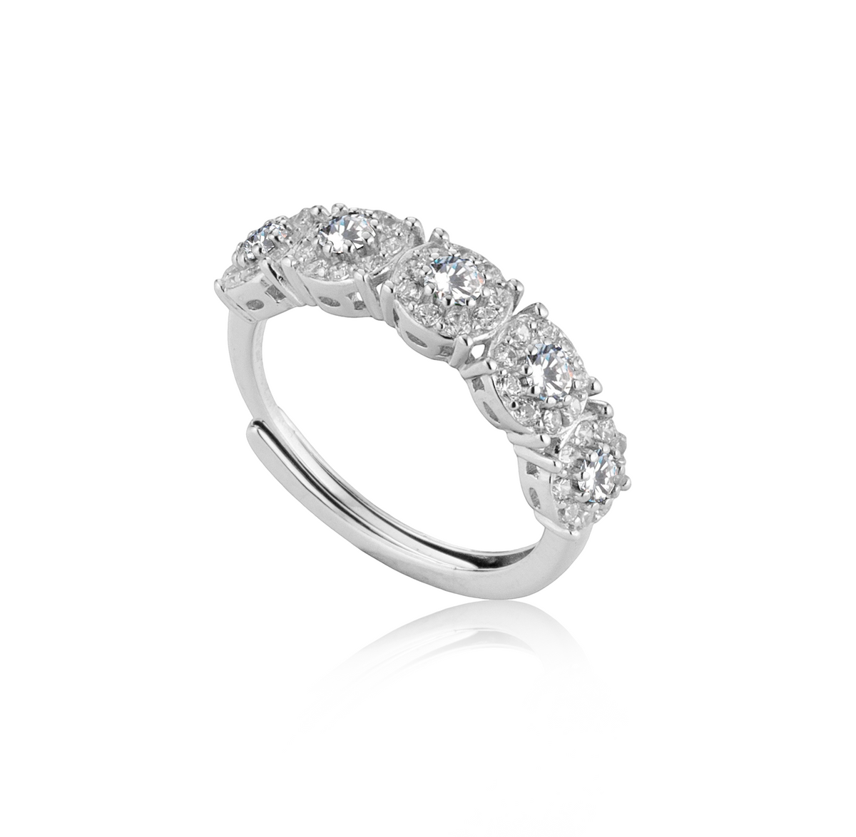 Anello Riviera Pavé con Zirconi Swarovski Bianchi in Argento 925, Regolabile