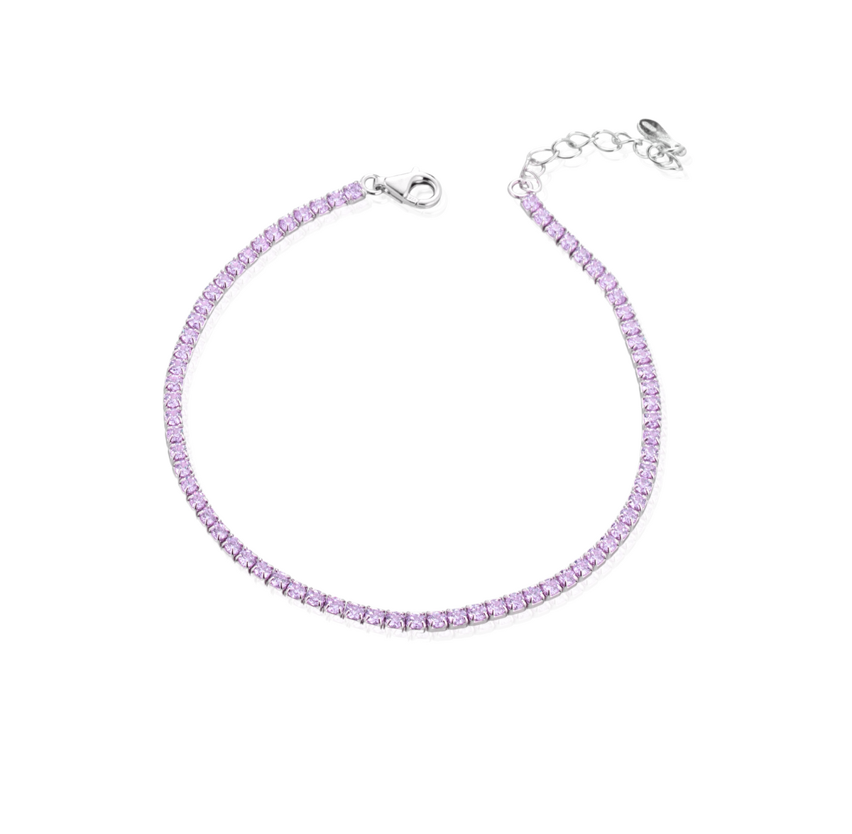 Bracciale Tennis con Estensione con Zirconi Swarovski Lilla in Argento 925