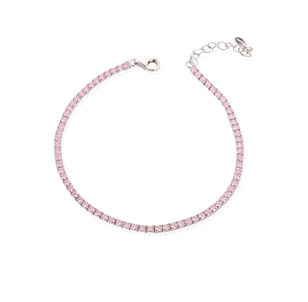 Bracciale Tennis con Estensione con Zirconi Swarovski Rosa in Argento 925