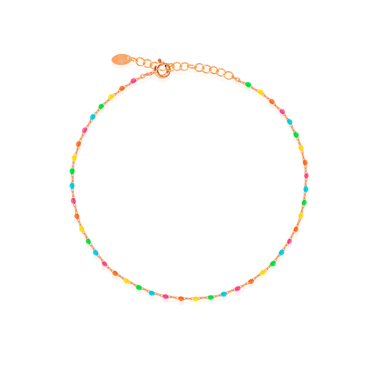Cavigliera Catenina con Perline Smaltate in Argento 925 Placcato Oro Rosa 18kt