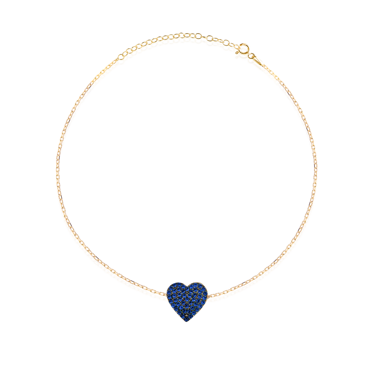 Cavigliera con Cuore con Zirconi Swarovski Blu in Argento 925 Placcato Oro 18kt