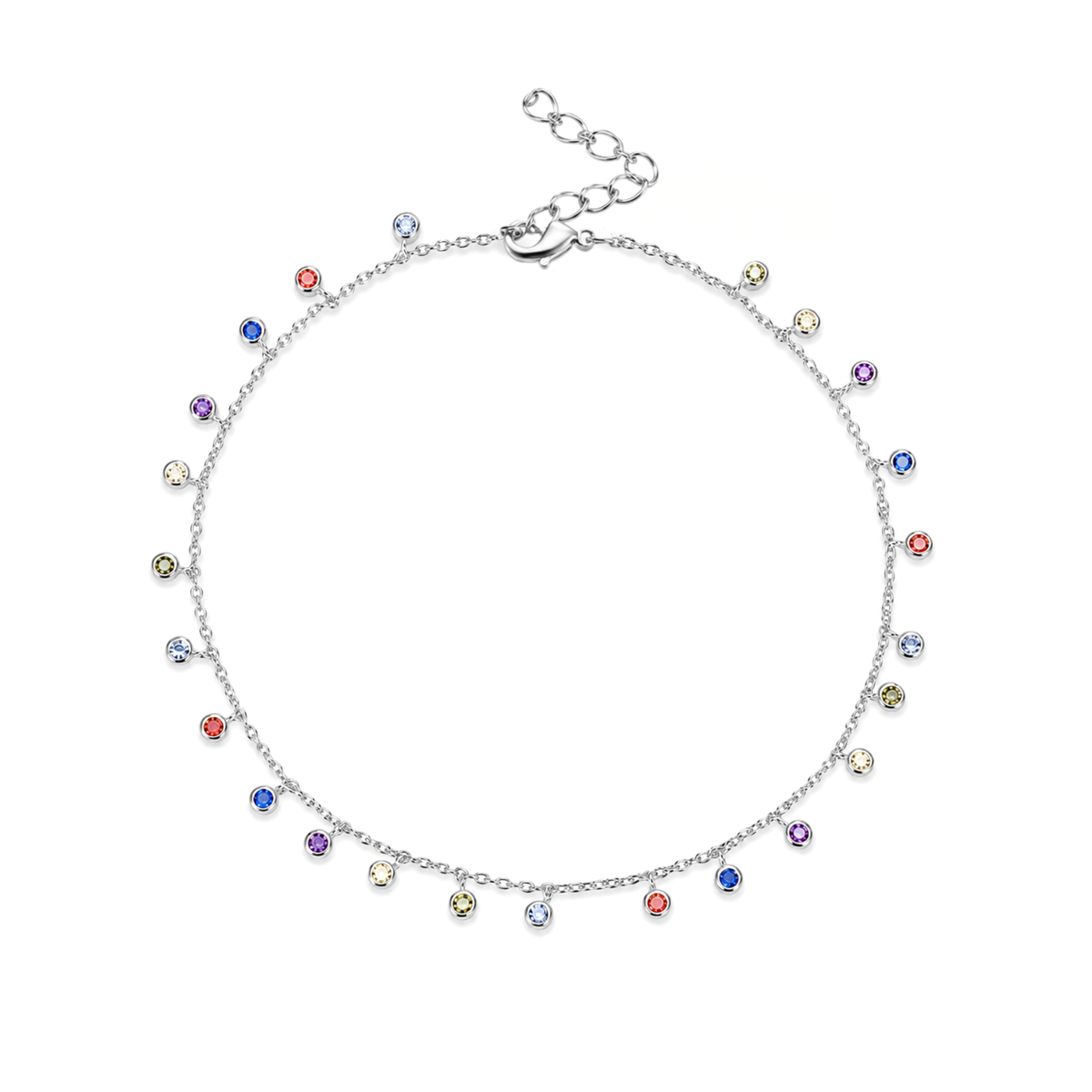 Cavigliera con Pendenti di Cristalli in Argento 925