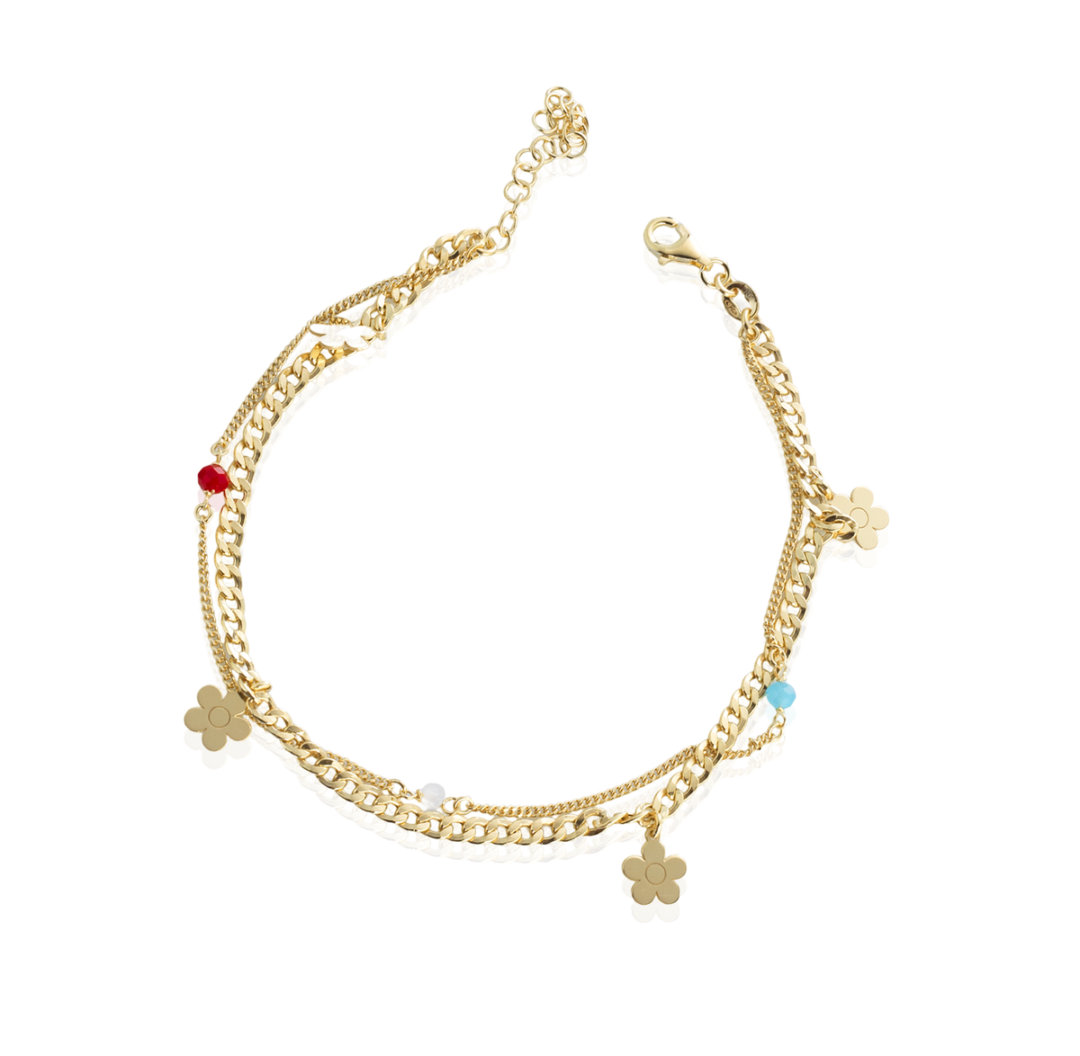 Cavigliera Doppio Filo con Charms Stella in Argento 925 Placcato Oro 18kt
