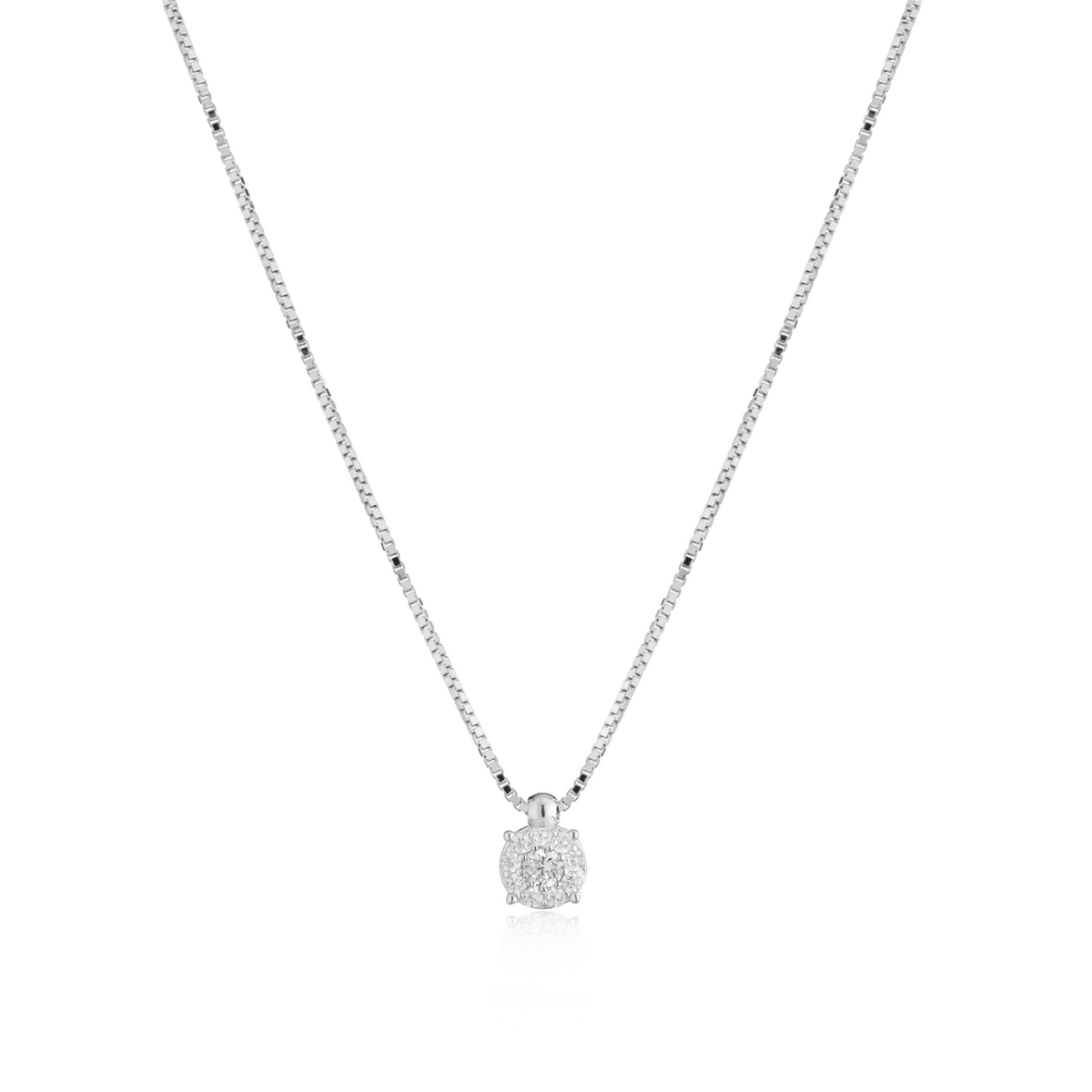 Collana Punto Luce con Contorno con Zirconi Swarovski Bianchi in Argento 925 – 0,8 cm