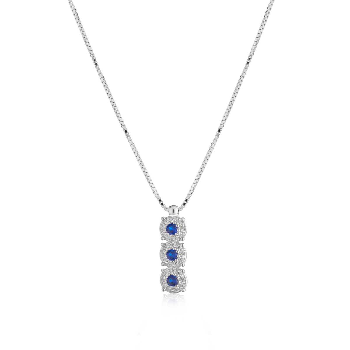 Collana Trilogy Verticale con Zirconi Swarovski Blu in Argento 925