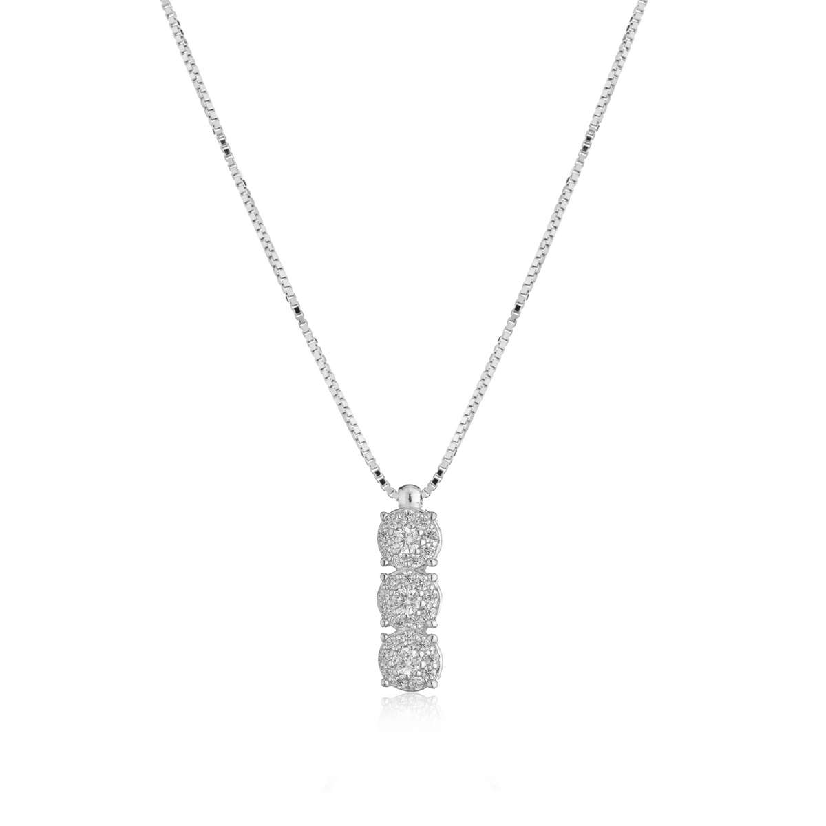 Collana Trilogy Verticale con Zirconi Swarovski Bianchi in Argento 925 – 1,8 cm