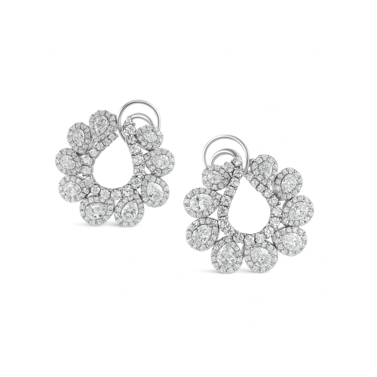 Orecchini Fiore da Cerimonia Pavé con Zirconi Swarovski in Argento 925