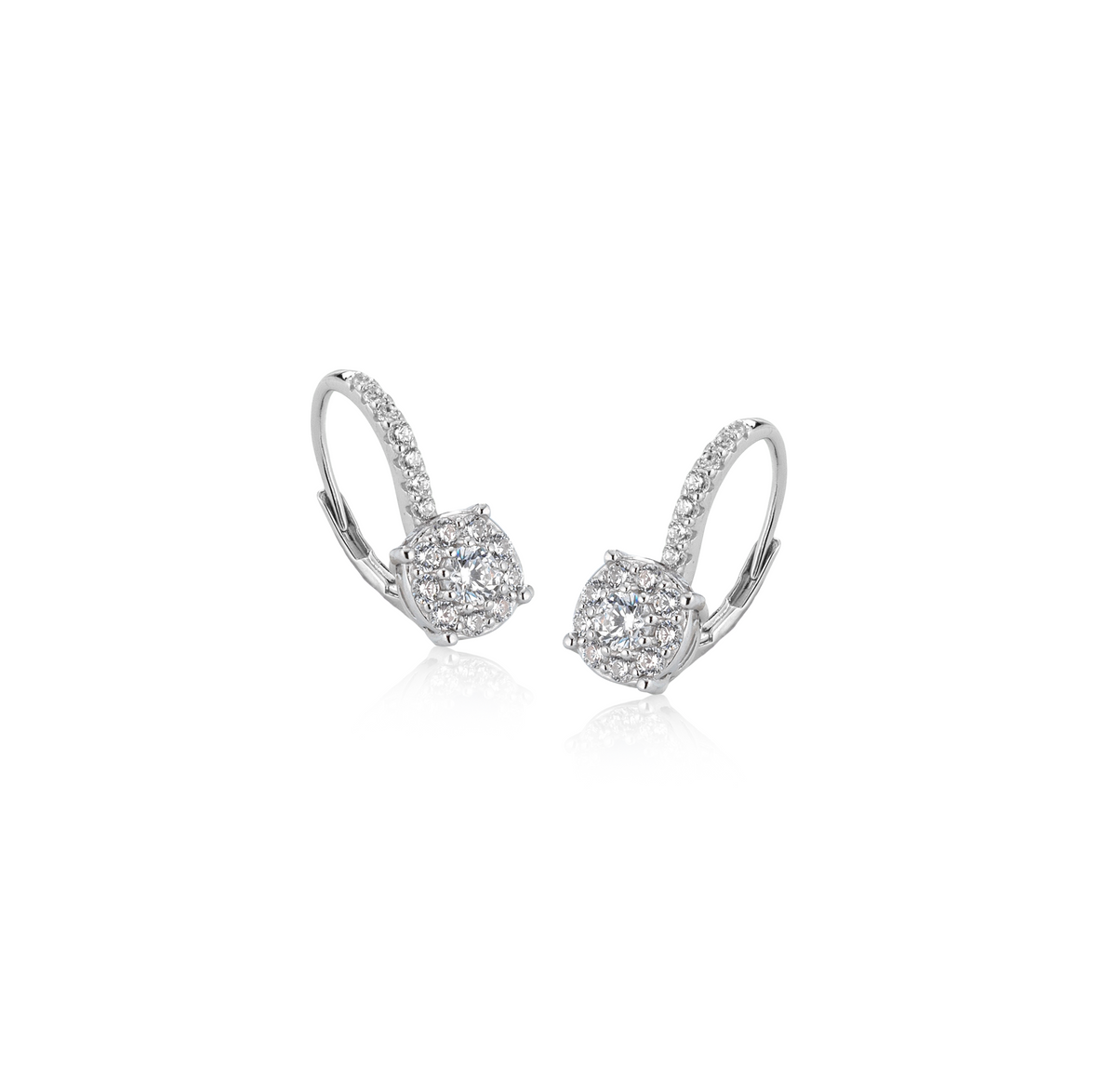 Orecchini Monachella con Punto Luce con Zirconi Swarovski Bianchi in Argento 925