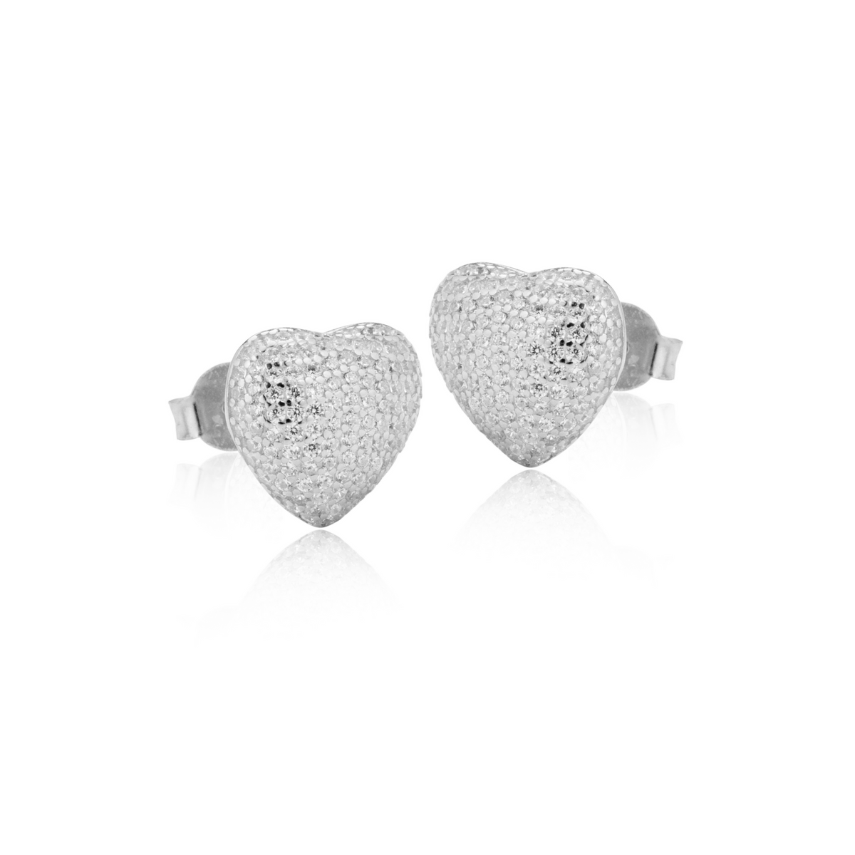 Orecchini Cuore Pavé a Lobo in Argento 925 con Zirconi Swarovski – 1,5 cm