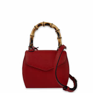 CAPRI WATCH - Borsa "Rossella" Red realizzata in pelle “pieno fiore” di vitello con “stampa Alce”, foderata internamente in pelle scamosciata, con manico in bambù e tracolla - Art. 5778 30