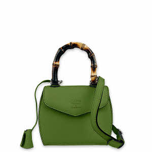 CAPRI WATCH - Borsa "Rossella" Green Light realizzata in pelle “pieno fiore” di vitello con “stampa Alce”, foderata internamente in pelle scamosciata, con manico in bambù e tracolla - Art. 5778 52