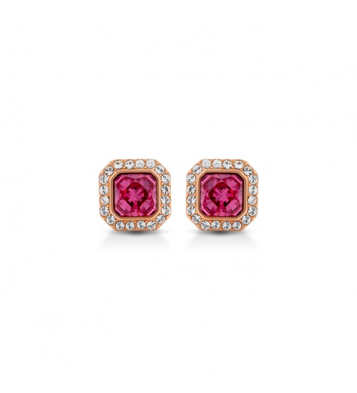 MeWo - Earrings in Pink Steel covered with Swarovski