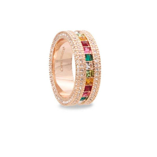 MultiJoy – Anello Rainbow All Strass Oro Rosa