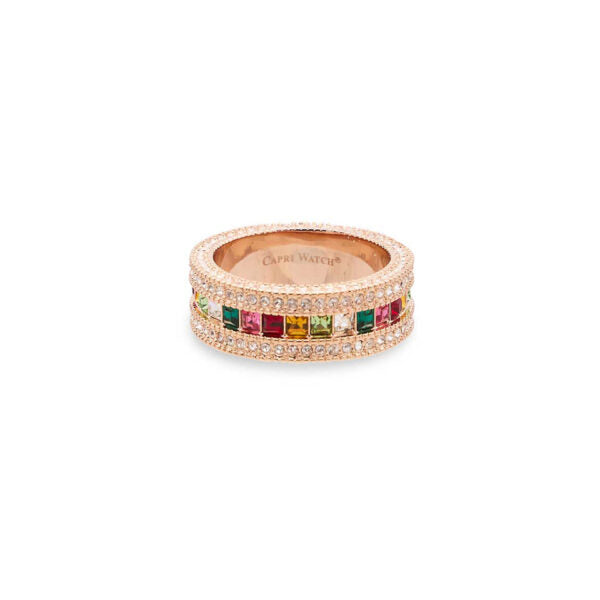 MultiJoy – Anello Rainbow All Strass Oro Rosa