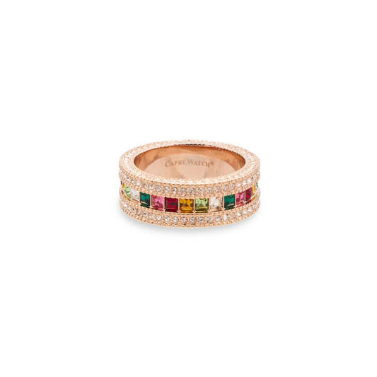 MultiJoy – Anello Rainbow All Strass Oro Rosa