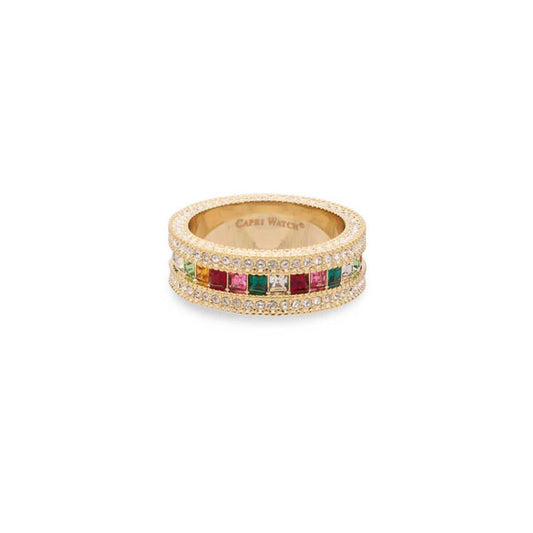 MultiJoy – Anello Rainbow All Strass Oro Giallo