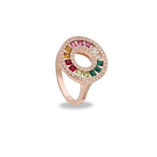 MultiJoy – Anello Rainbow Baguette Oro Rosa