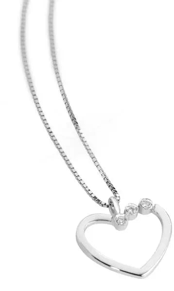 Collana Donna Pg Gioielli In Oro Bianco 18 Kt Con Ciondolo A Cuore E Diamanti 0.02 Ct