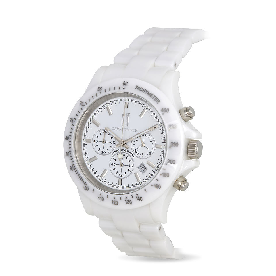 Capri Watch – Chrono Ceramic White with Indexes (Ref. 5445)