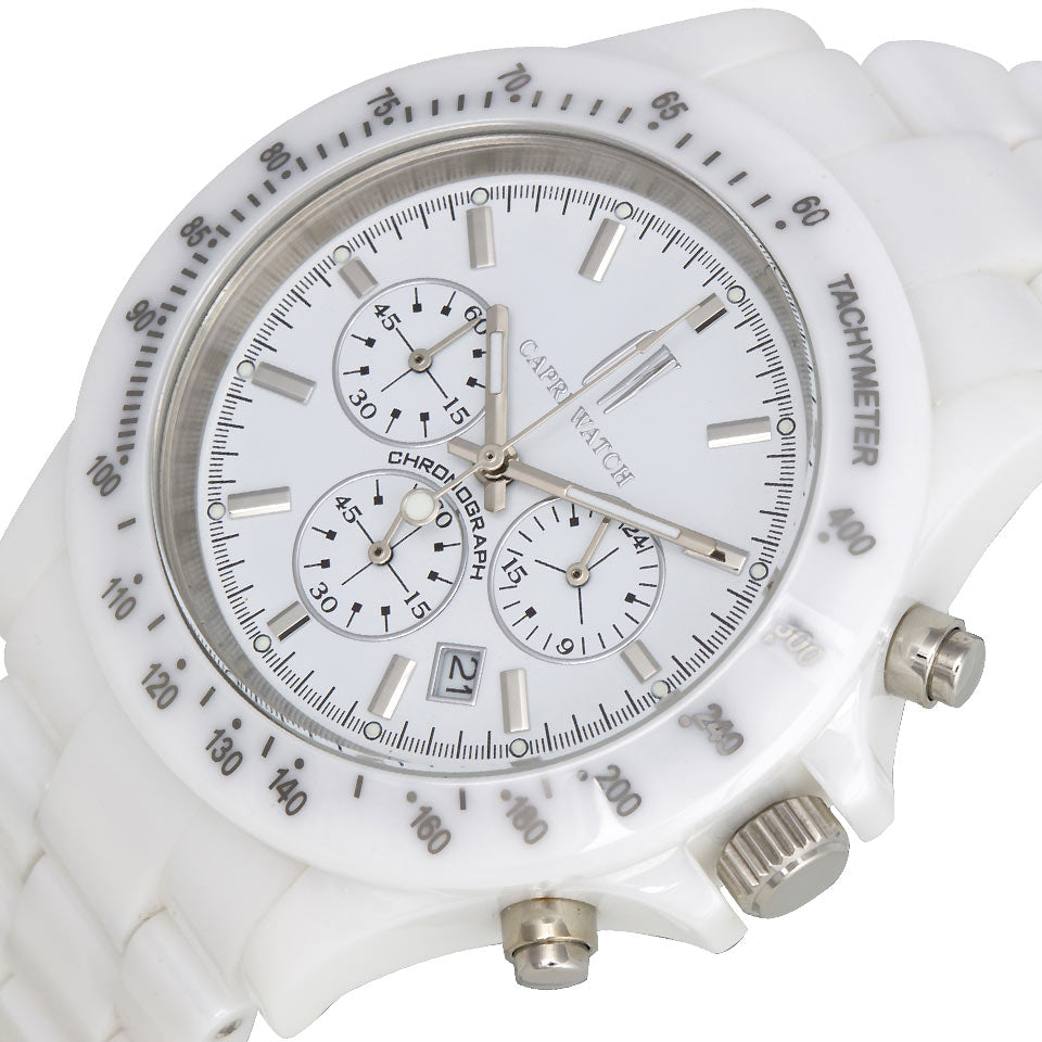 Capri Watch – Chrono Ceramic White with Indexes (Ref. 5445)