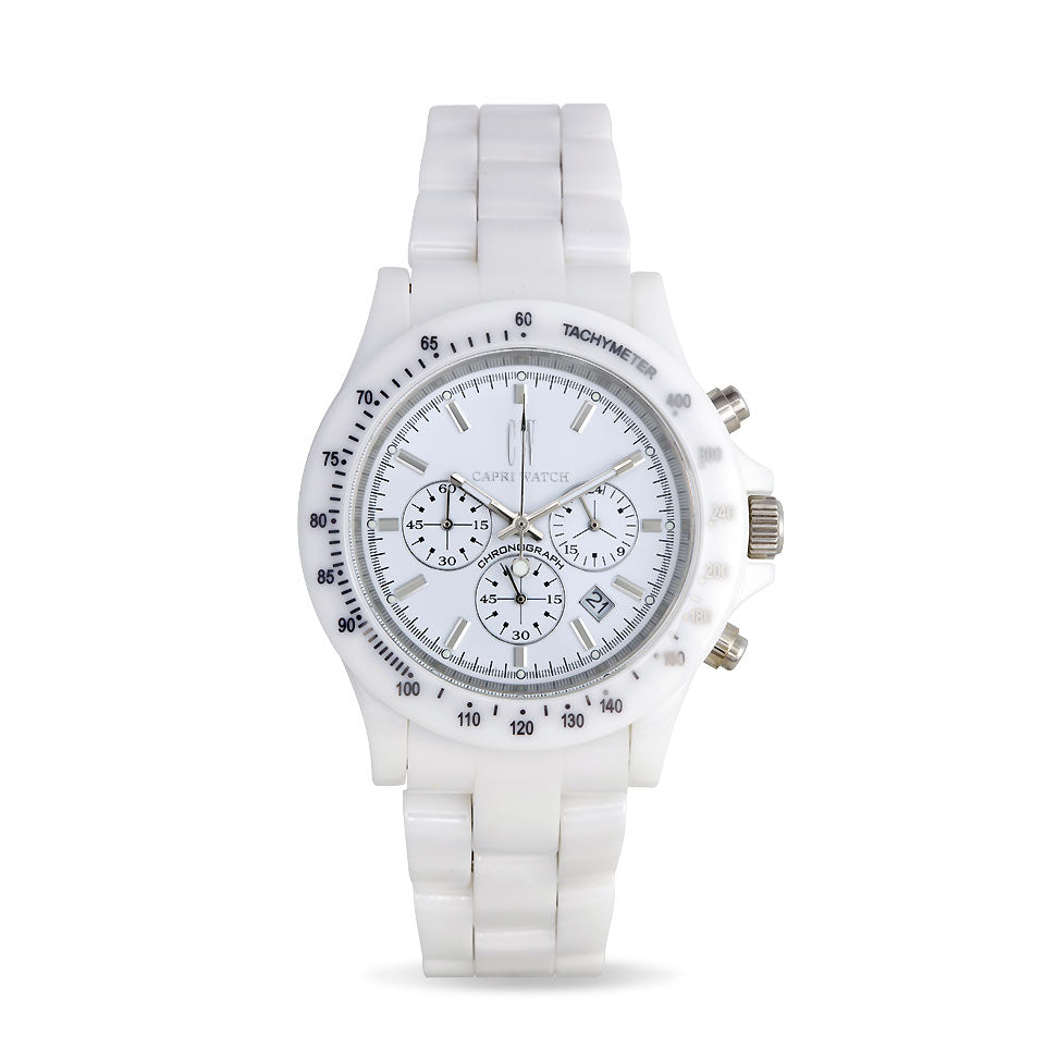 Capri Watch – Chrono Ceramic White with Indexes (Ref. 5445)