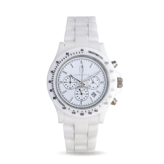 Capri Watch – Chrono Ceramic White with Indexes (Ref. 5445)