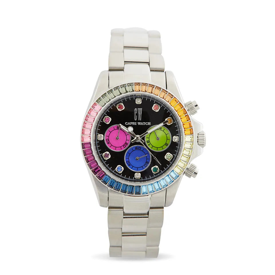 Capri Watch Chrono Rossella Iris Bezel Black-Color - 5513