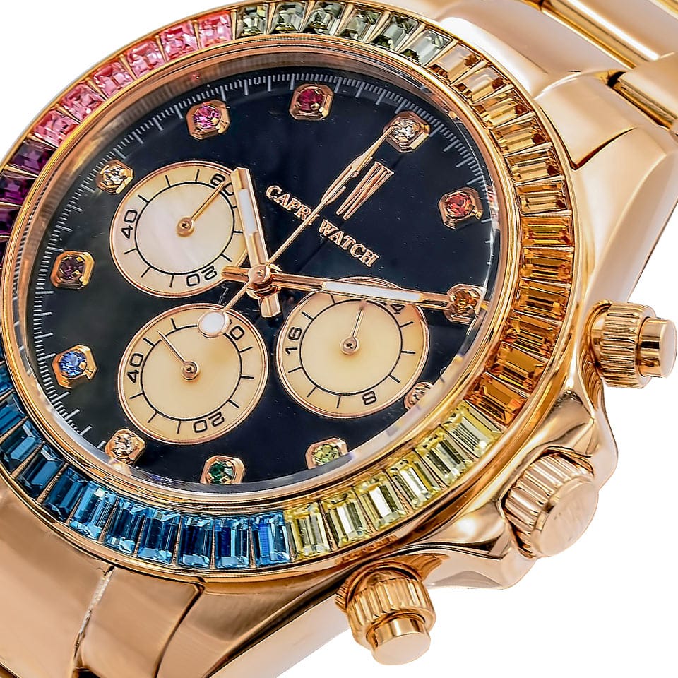 Capri Watch – Chrono Rossella Iris Bezel Black-Rosè (Ref. 5510)