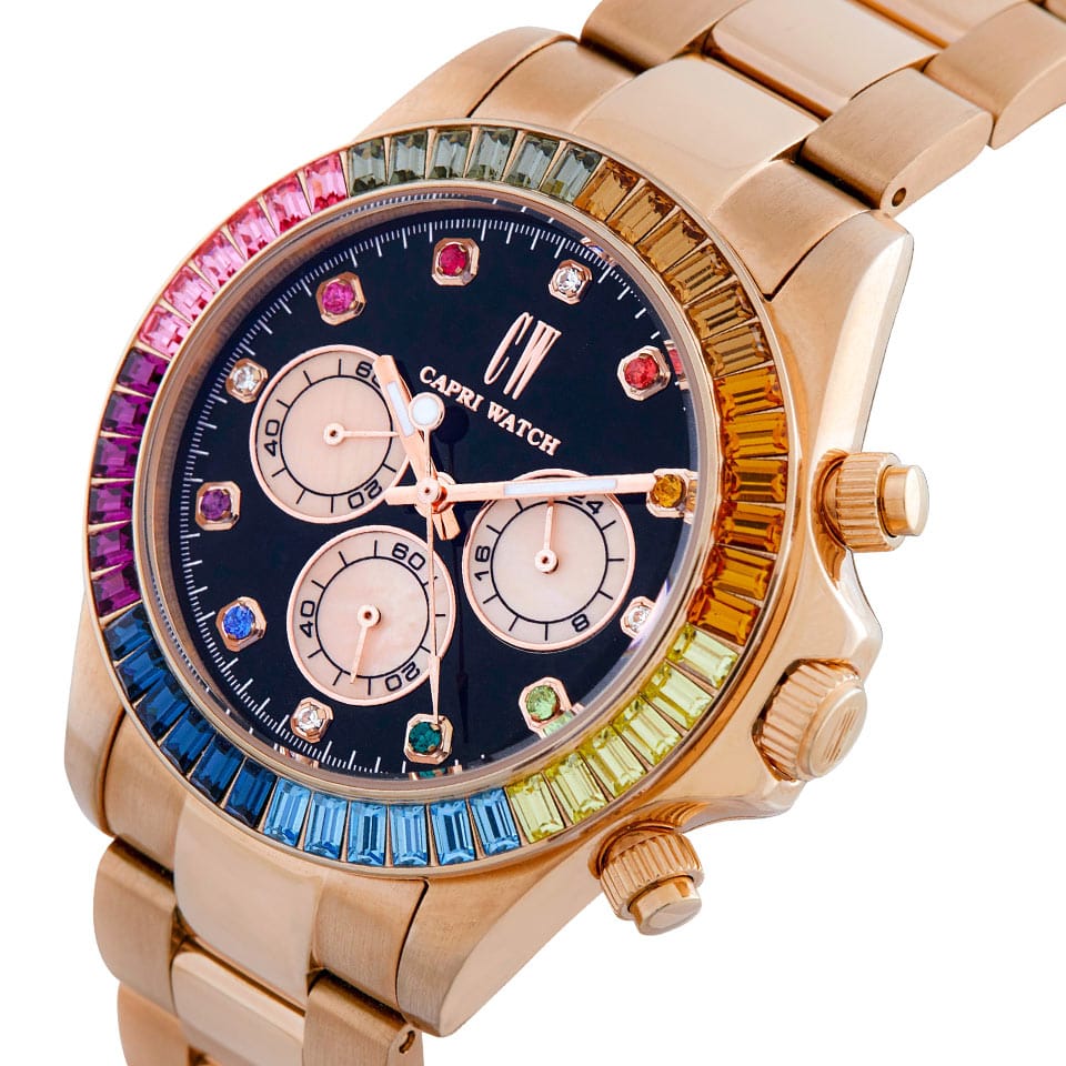 Capri Watch – Chrono Rossella Iris Bezel Black-Rosè (Ref. 5510)