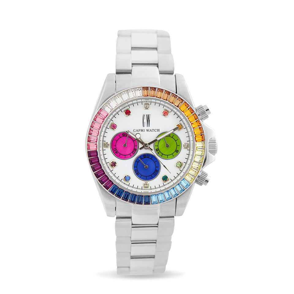 Capri Watch – Chrono Rossella Iris Bezel White-Color (Ref. 5511)